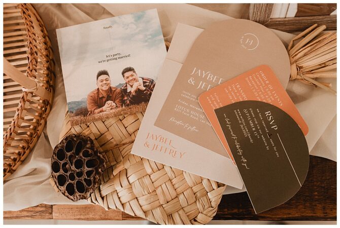 Wedding invitation set with couple photo