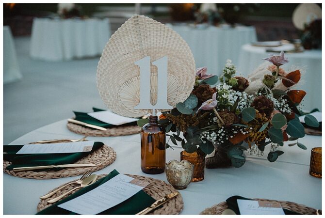 Elegant table setting with floral centerpiece and decor.